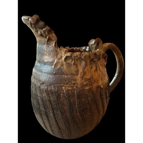 Handcrafted Ceramic Pitcher Textured Design & Rustic Finish One of a kind - Picture 5 of 12